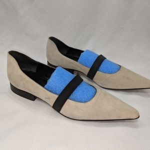 Jil Sander beige black suede flat shoes 36